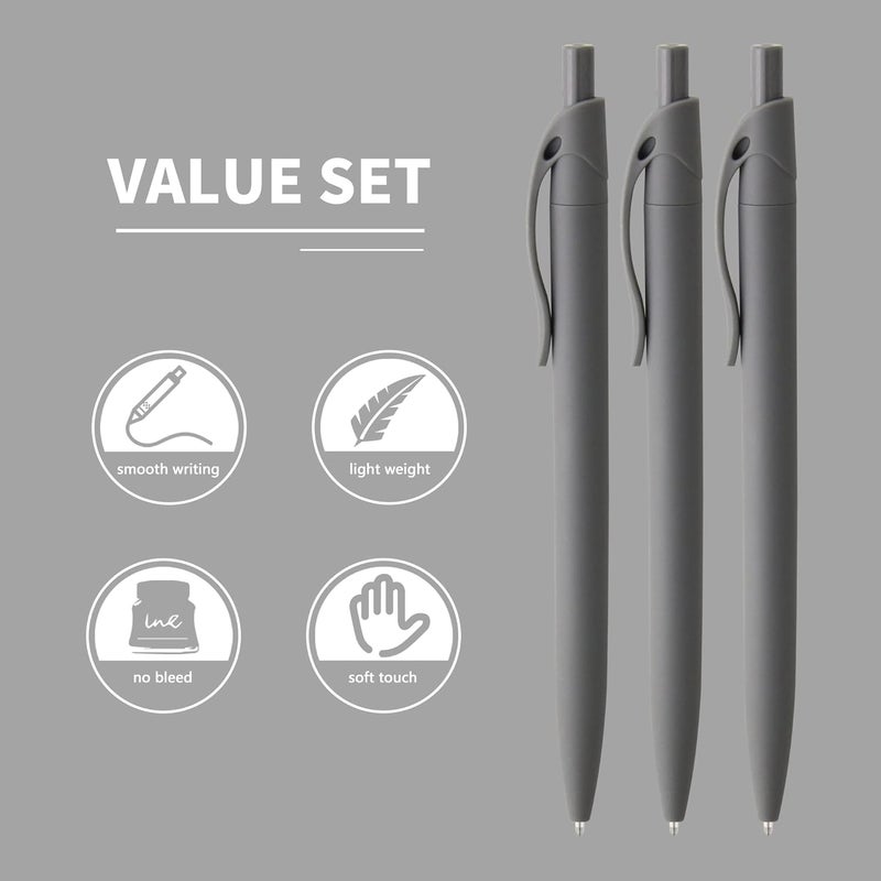 deegtran Pens Bulk, 50 Pack No Bleed Grey Barrel Black Ink Click Pens, Wholesale Retractable Ballpoint Pens, Pen Medium Point, Smooth black Ink Pen, 1.0MM - Image 3